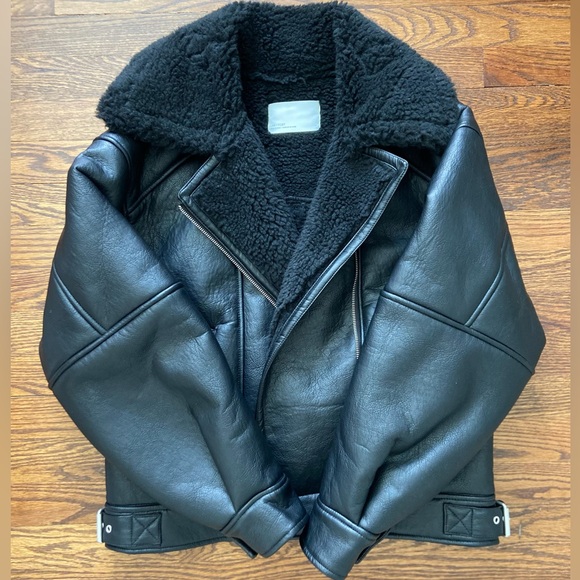 NWOT - Oak + Fort OVERSIZED SHERPA AVIATOR JACKET - Small - Picture 2 of 12